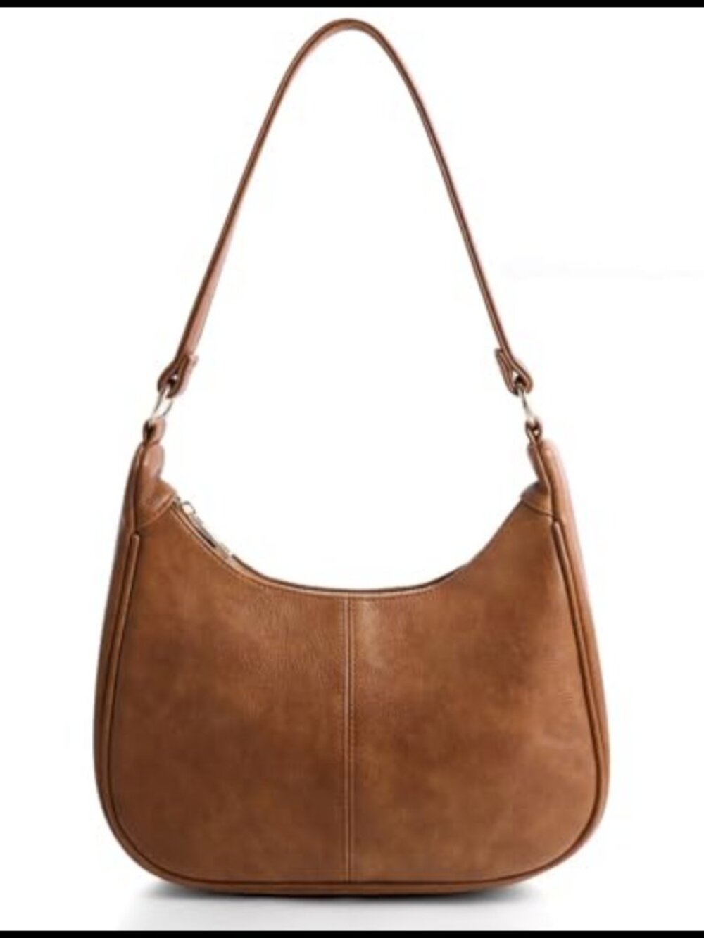 Soft Vegan Leather Hobo Shoulder Bag with Zippered Back Pocket